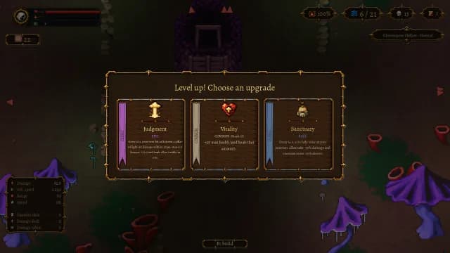 Ashfire Keep — Subís de nivel y elegís una mejora
